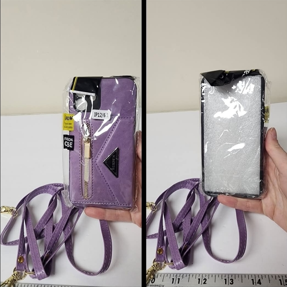 IPhone 12 6.1" Purple Crossbody Phone Case with Strap‎ New
